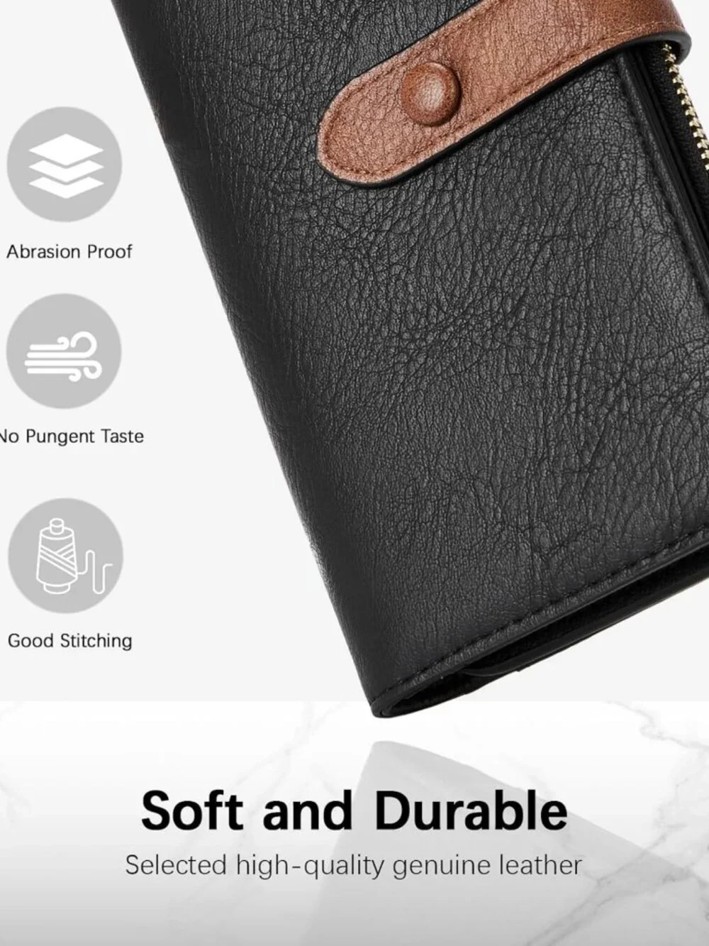 Large Capacity Women's Leather Wallet - RFID Credit Card Holder, Stylish